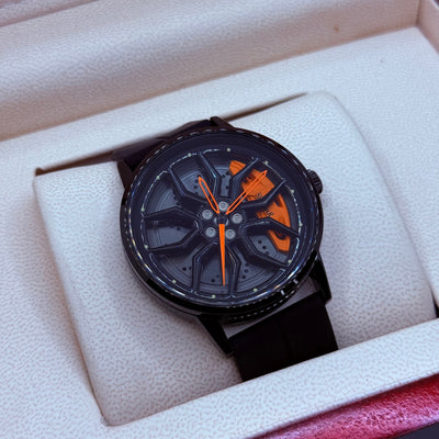 Ferrari wheel  orange silicon strap