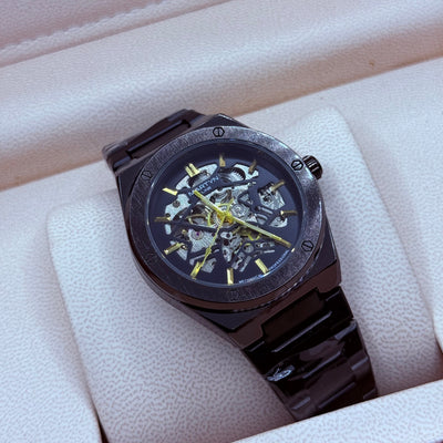 Automatic skeleton black dial with black chain