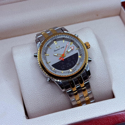 Dual time watch trueton with gray dial