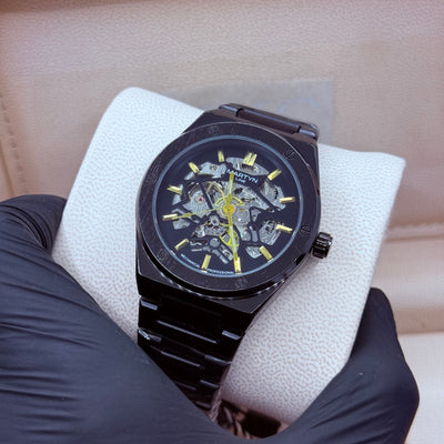 Automatic skeleton black dial with black chain