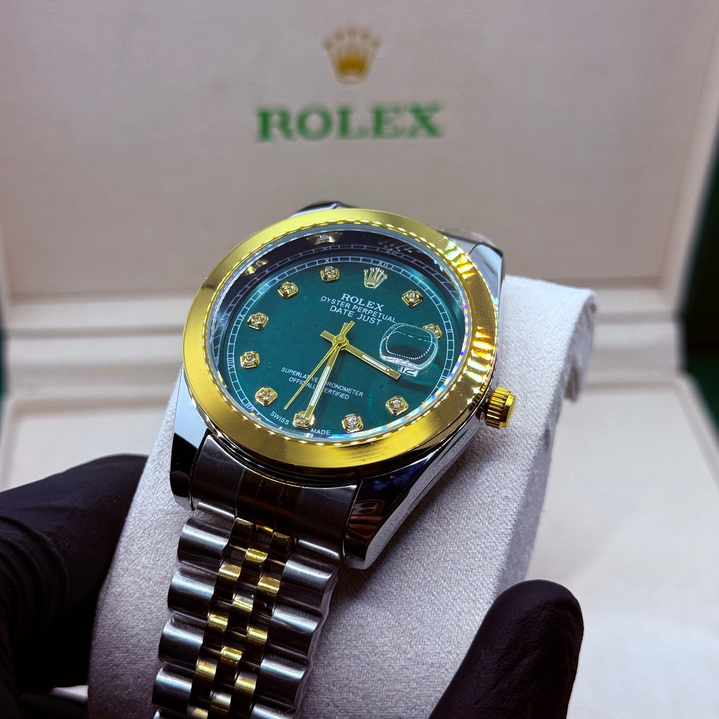 Rolex automatic movement truetone  with green dial