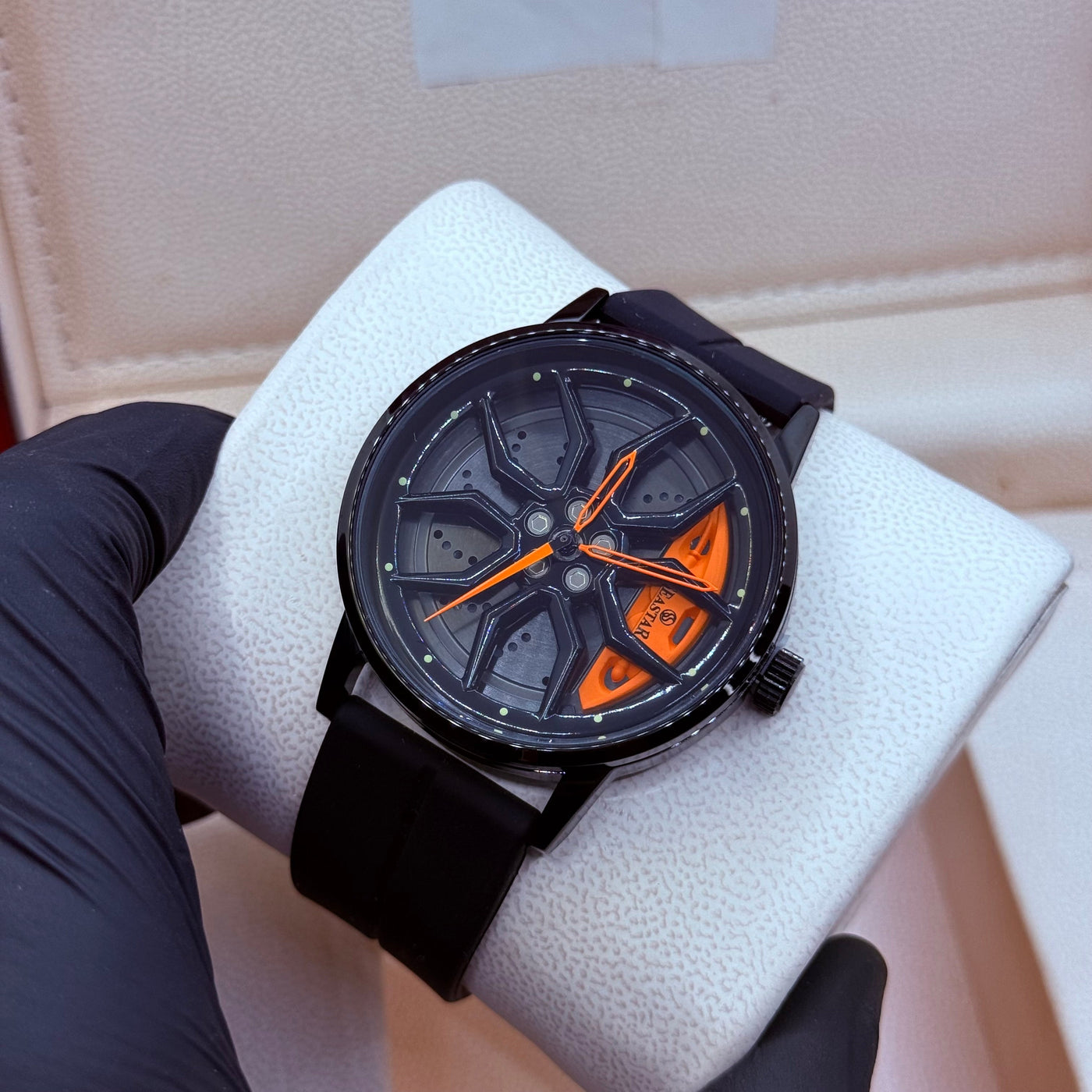 Ferrari wheel  orange silicon strap