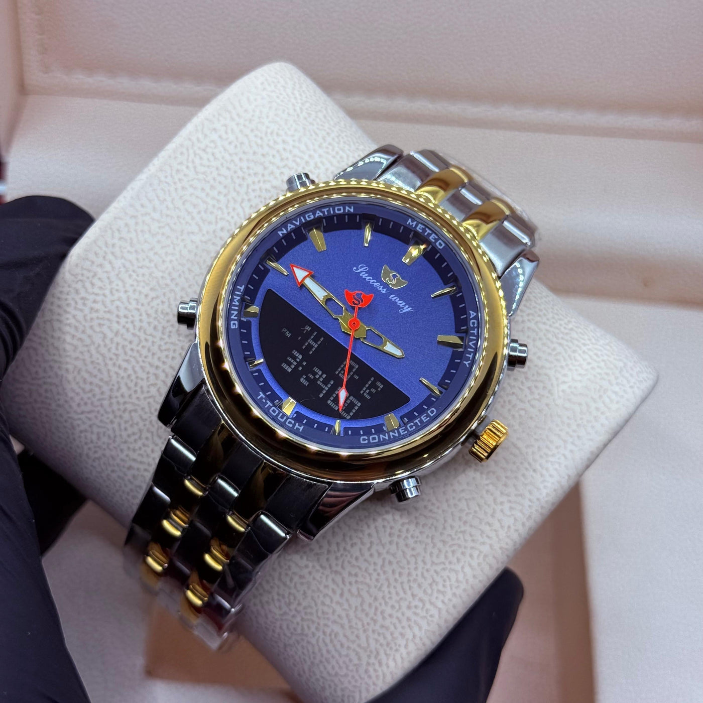 Dual time watch truetone  with blue   dial