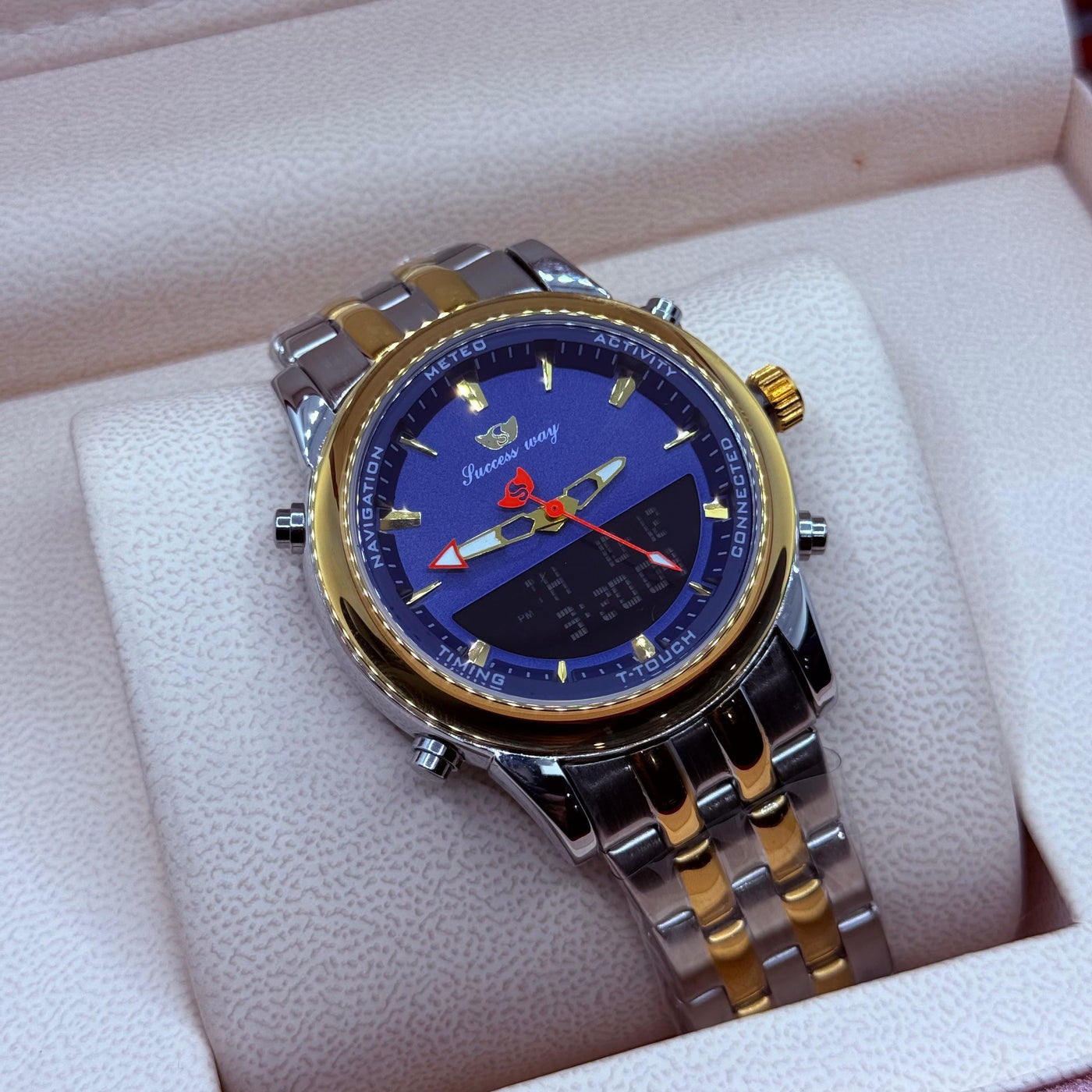 Dual time watch truetone  with blue   dial