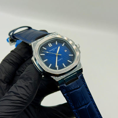 MARTIN blue dial with blue leather strap watch
