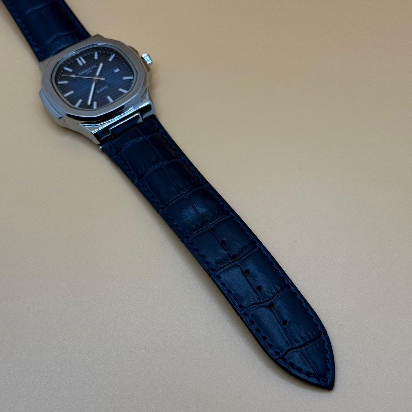 MARTIN blue dial with blue leather strap watch