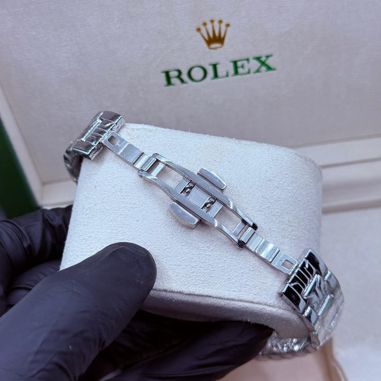 Rolex ledies date just silver with white